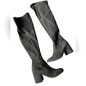 Unisa Women’s Black Over the Knee Boots Faux Suede Pull On SZ 7